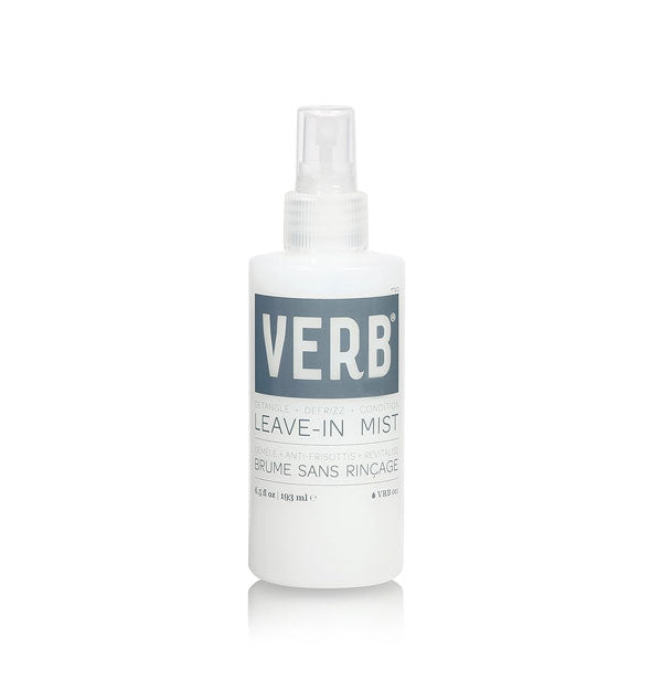 White 6.5 ounce bottle of Verb Leave-In Mist with gray lettering