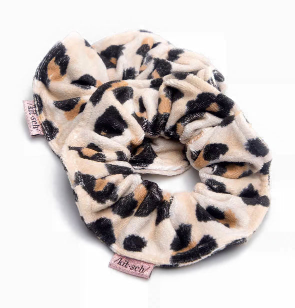 Two leopard print Kitsch microfiber hair scrunchies