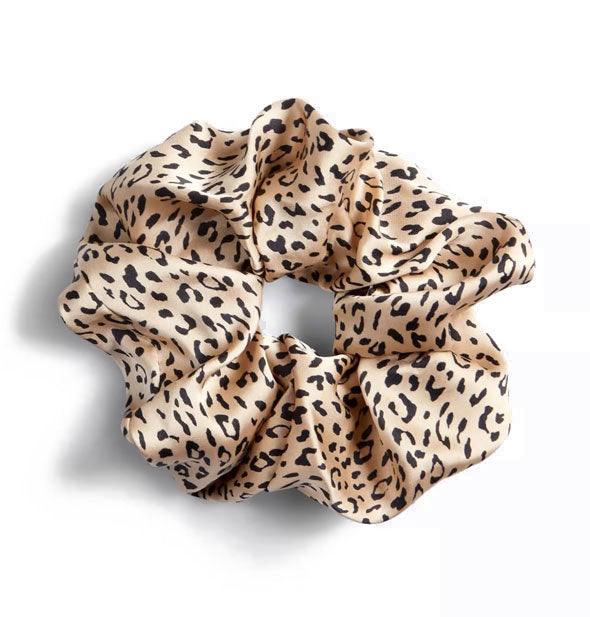 Tan and black leopard print hair scrunchie