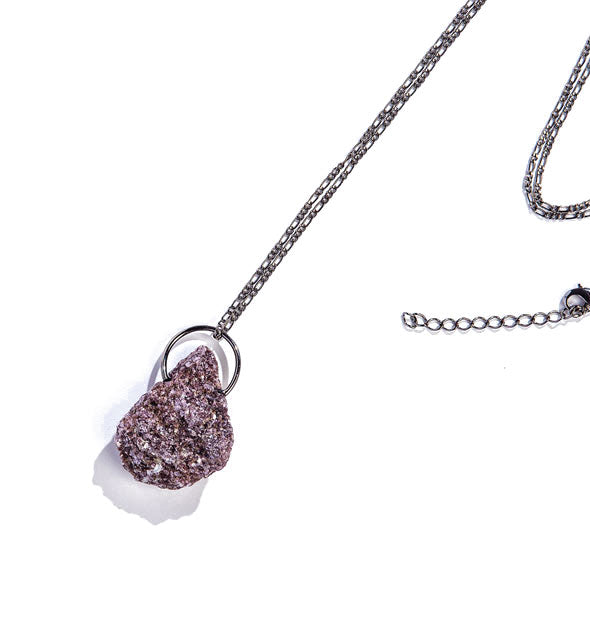 Lepidolite stone necklace on pewter chain