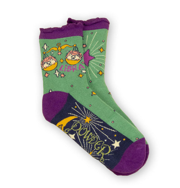 Pair of Libra socks by Powder feature astrology-themed scales design