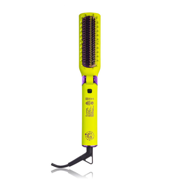 Front view of Glister Foldable Smoothing System brush iron in lime green