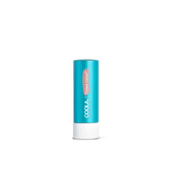 Metallic blue tube of Coola Tinted Liplux with white base