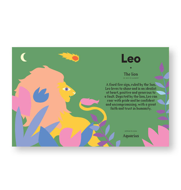 Colorfully illustrated page spread from Love Match features a section titled, "Leo: The Lion"