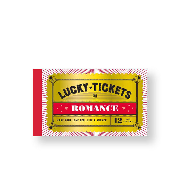 Booklet of 12 Lucky Tickets for Romance with red, gold, and white color scheme