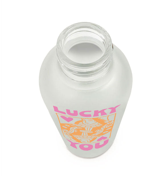 Top view of the opening of the Lucky You glass water bottle