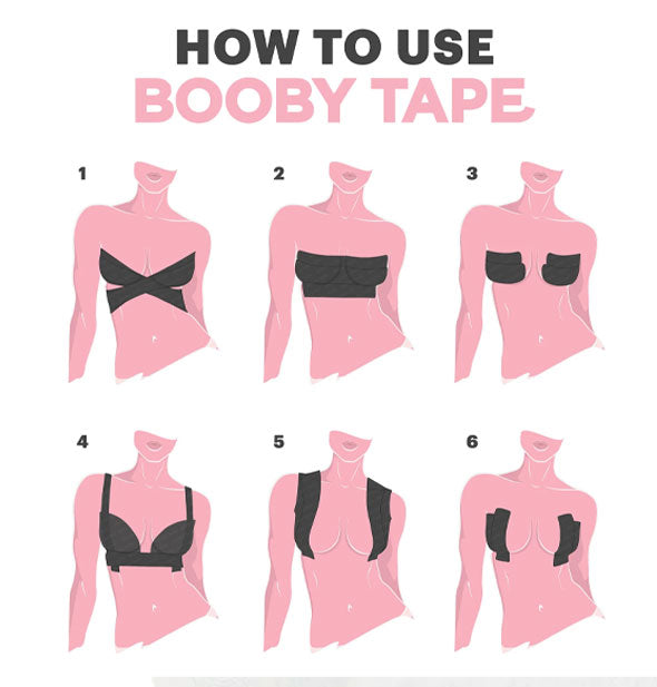 Six-diagram instruction for How to Use Booby Tape