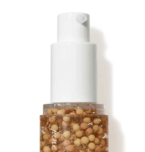 Closeup of pump nozzle on a bottle of Jane Iredale HydroPure Tinted Serum