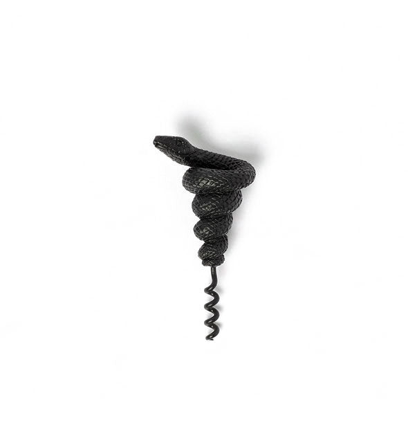 Black bottle corkscrew topped with a coiled black mamba snake