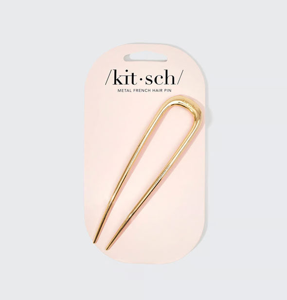 Gold U-shaped pin on light pink Kitsch product card