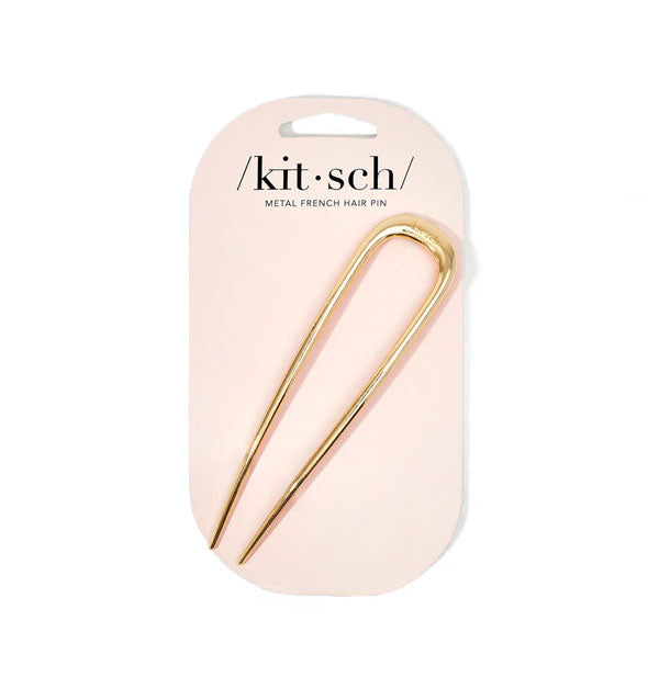 Gold U-shaped pin on light pink Kitsch product card