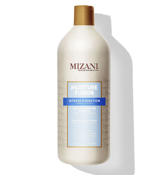 33.8 ounce bottle of Mizani Moisture Fusion Intense Hydration Gentle Clarifying Shampoo
