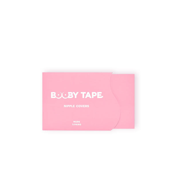 Pink pack of Booby Tape Nipple Covers with white lettering