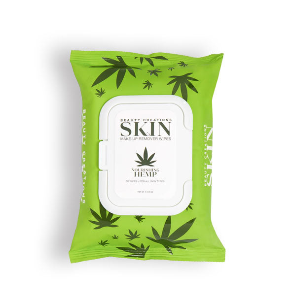 Green pack of Beauty Creations Skin Makeup Remover Wipes in Nourishing Hemp option