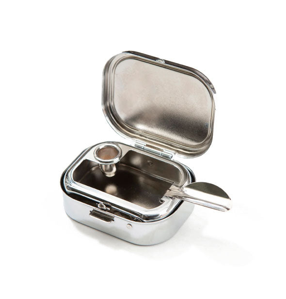 Opened mini silver ashtray box
