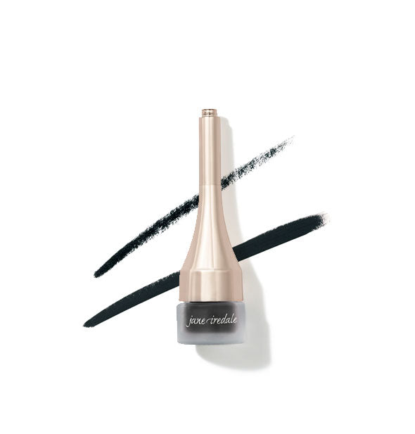 Jane Iredale eyeliner with sample lines behind in the shade Onyx
