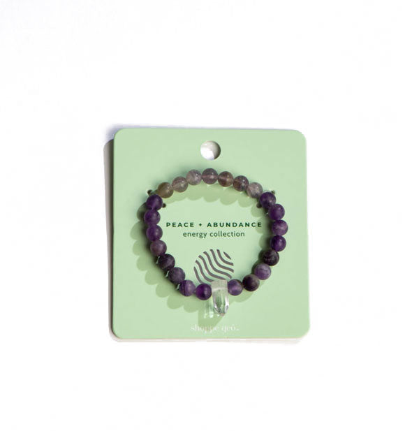 Peace + Abundance Energy Collection stone bead bracelet on card