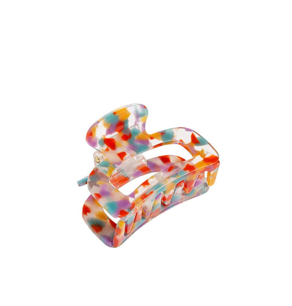 Clear claw clip with multicolored flecks