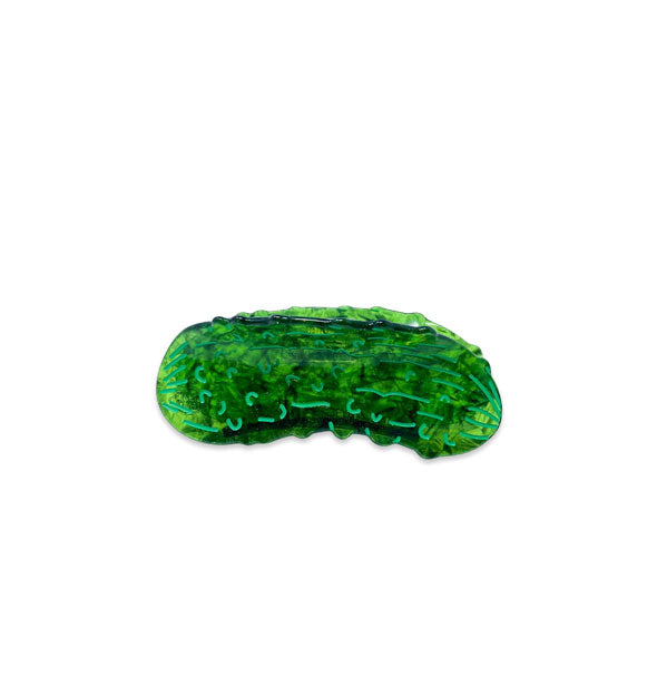 Clear green hair clip designed to resemble a pickle