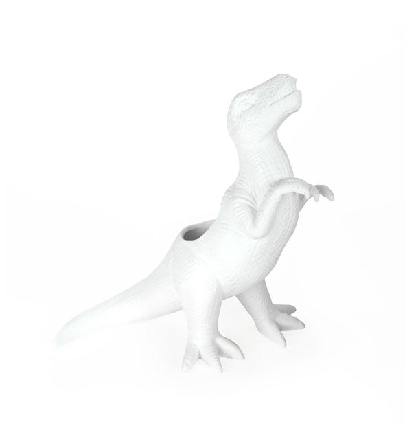 White ceramic Tyrannosaurux rex flower vase