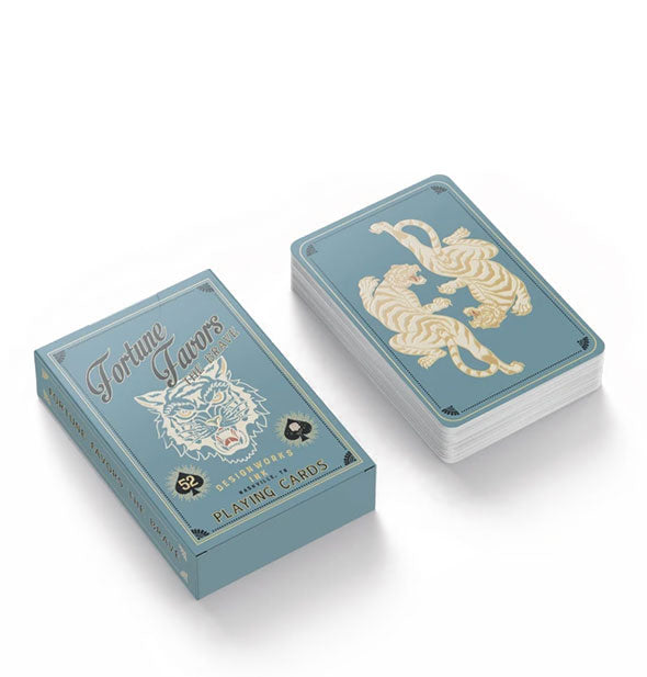 Deck of decorative playing cards and box with tiger motif