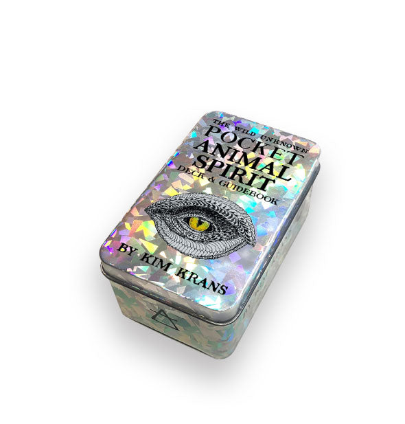 Silvery holographic The Wild Unknown Pocket Animal Spirit Deck & Guidebook box with reptile eye illustration
