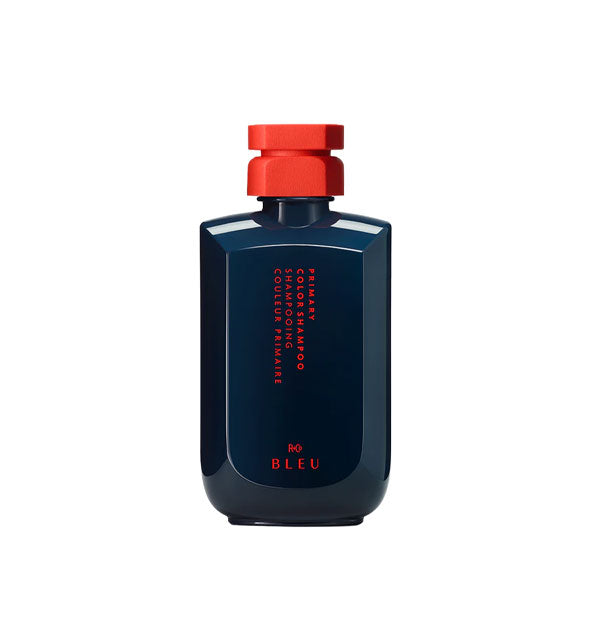 Black and red bottle of R+Co Bleu Primary Color Shampoo