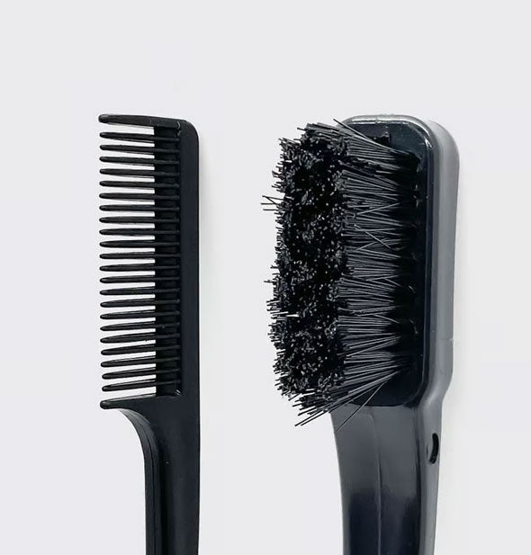 Closeup of both ends of the Dual-Edge Brush & Comb