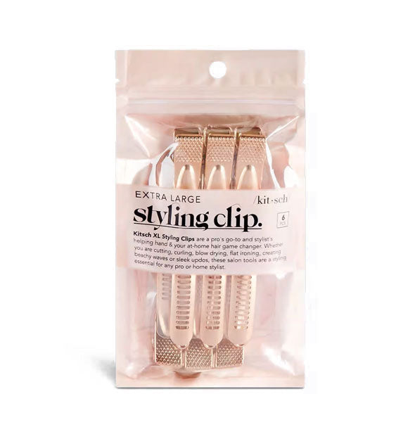 Pack of Extra Large Styling Clips by Kitsch in a rose gold finish