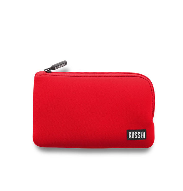 Rectangular red KUSSHI pouch with two-sided zipper