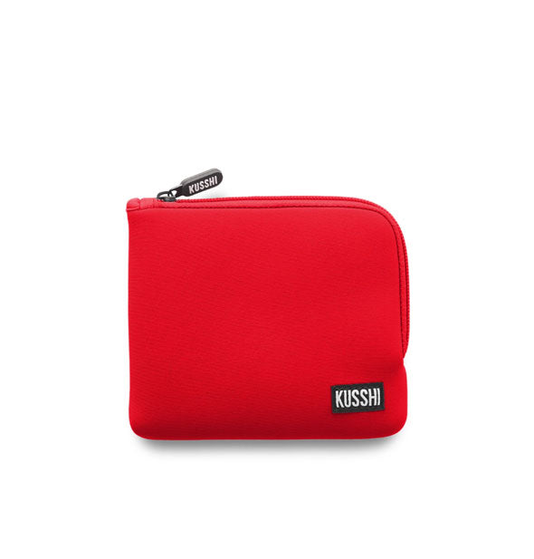 Square red KUSSHI pouch with two-sided zipper