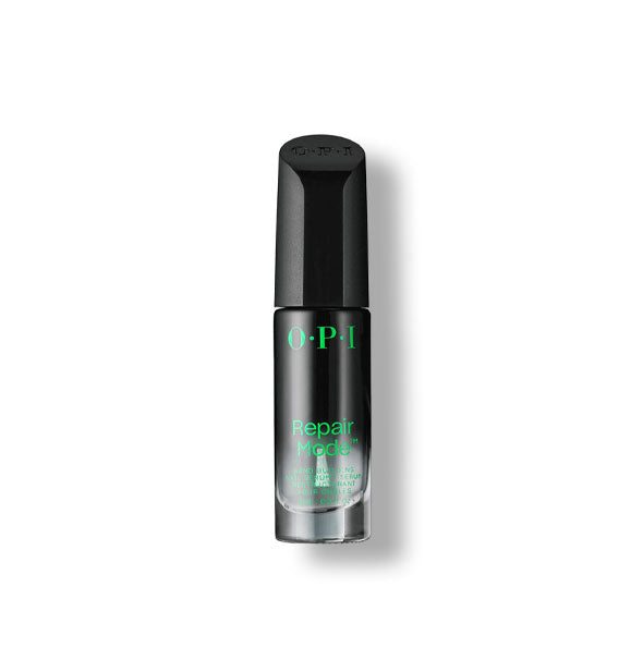 Black bottle of OPI Repair Mode Bond Building Nail Serum with green lettering