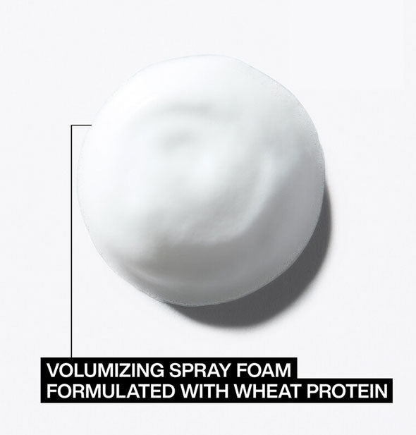White dollop of Redken Root Lifter is labeled, "Volumizing spray foam formulated with wheat protein"