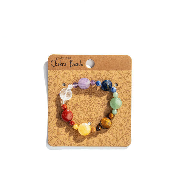 Colorful Genuine Stone Chakra Beads bracelet on decorative card