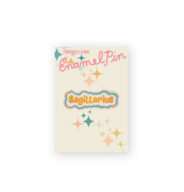 Colorful Sagittarius enamel pin on Talking Out of Turn product card