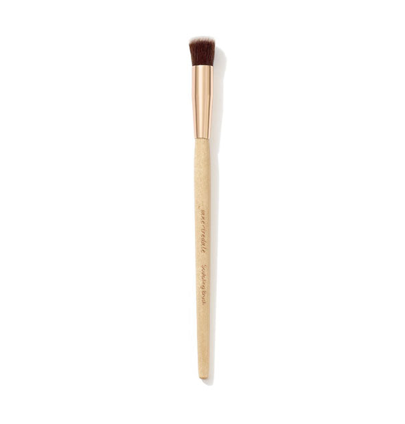Jane Iredale Sculpting Brush with wooden handle, gold ferrule, and two-tone, flat bristle head