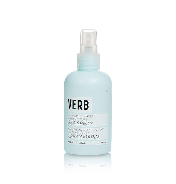 Light blue 6.3 ounce bottle of Verb Sea Spray with black lettering