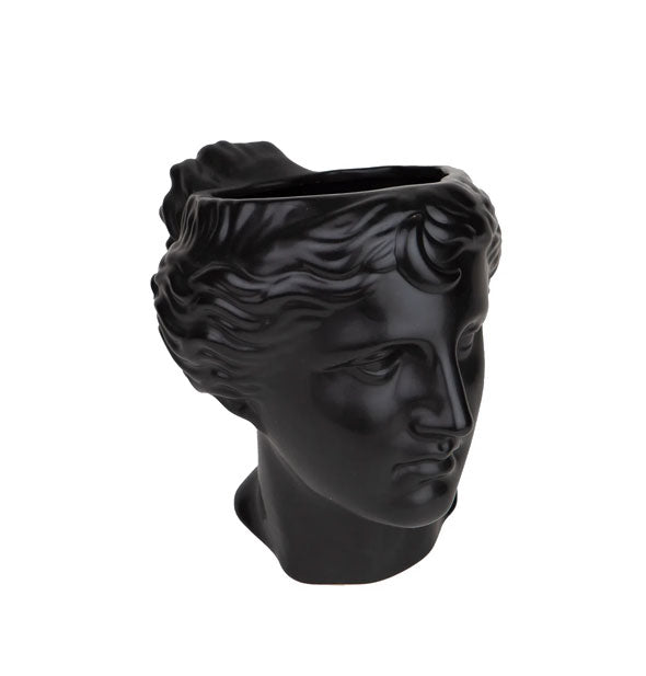 Semi-matte black Selene goddess head vase/planter