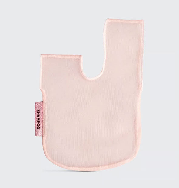 Pink mesh Shampoo bag shown flat and empty