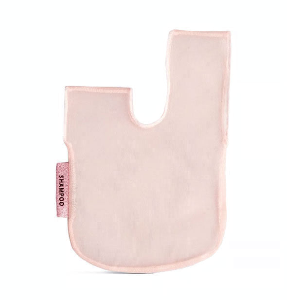 Pink mesh Shampoo bag shown flat and empty