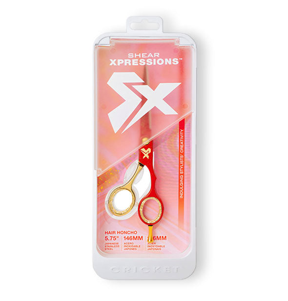 Red and gold 5.75" Shear Xpressions cutting shears in packaging