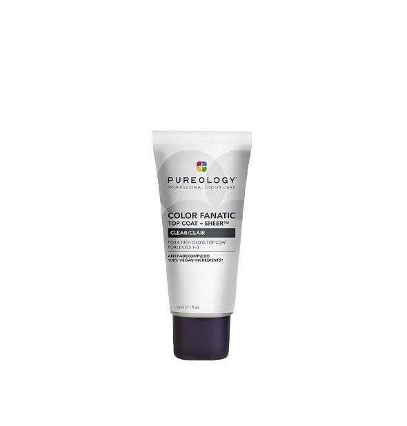 1 ounce bottle of Pureology Color Fanatic Top Coat + Sheer Clear treatment