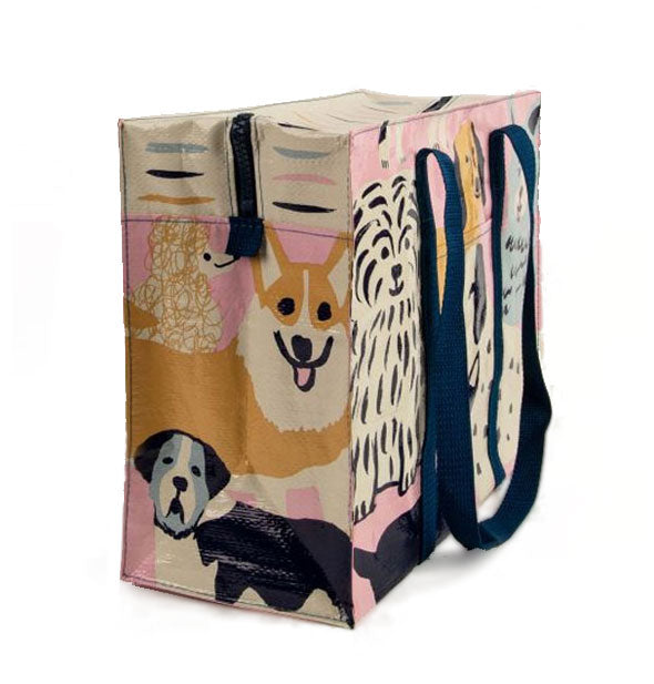 Rectangular shoulder bag with all-over dog illustrations