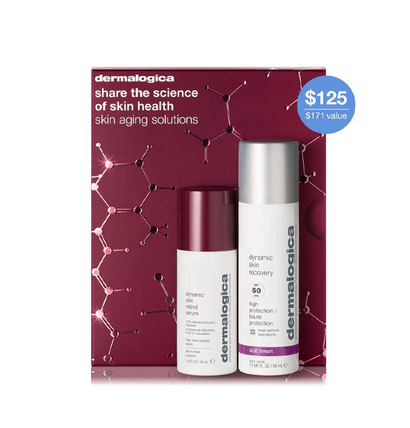 Dermalogica Skin Aging Solutions kit box with contents: Dynamic Skin Retinol Serum and Dynamic Skin Recovery
