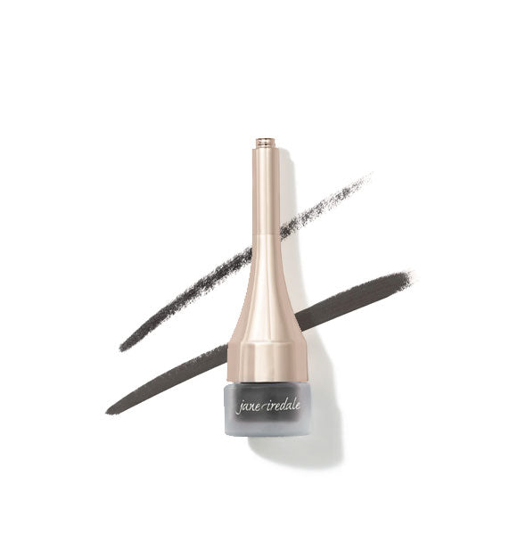 Jane Iredale eyeliner with sample lines behind in the shade Smoky Quartz