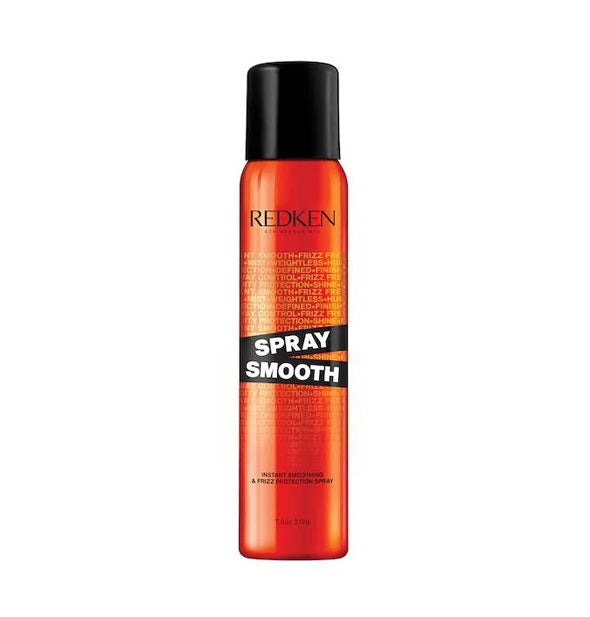 Red can of Redken Spray Smooth with black cap and design accents