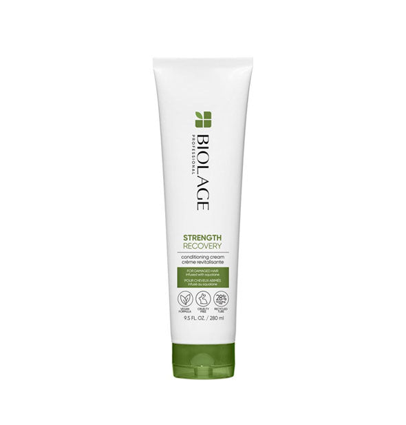 9.5 ounce bottle of Biolage Strength Recovery Conditioning Cream