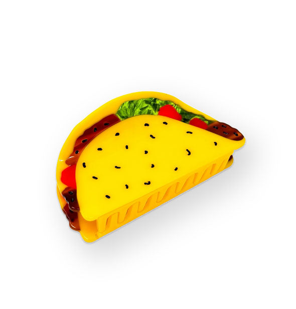 Hair clip designed to resemble a hard shell taco