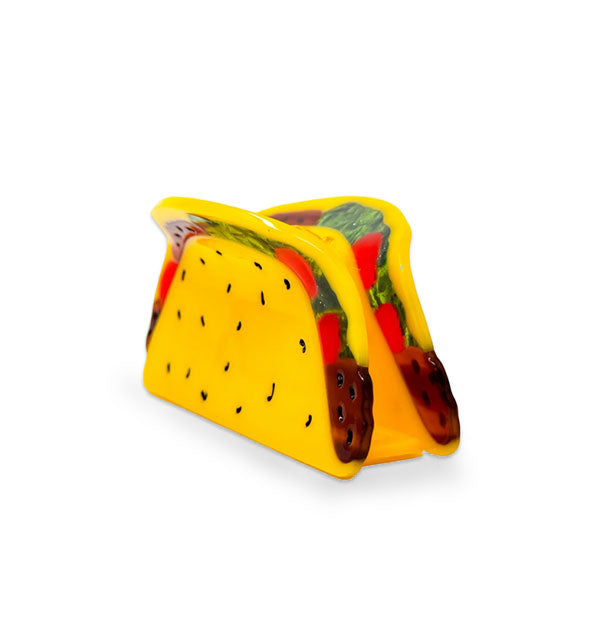 Hair clip designed to resemble a hard shell taco