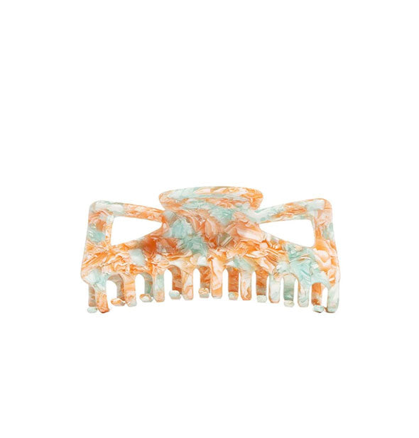 Claw clip with coral and aqua swirl pattern